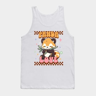 Cute Red Panda With Bamboo- Kawaii Panda Retro Style Tank Top